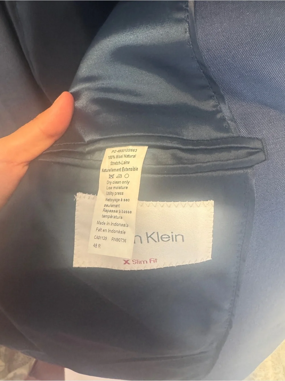 Calvin Klein Tailored Navy Blue Two-Button Sport Coat 48R
